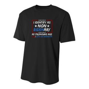 I Identify As Non Bidenary Anti Joe Biden Youth Performance Sprint T-Shirt