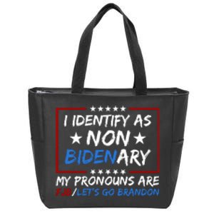 I Identify As Non Bidenary Anti Joe Biden Zip Tote Bag