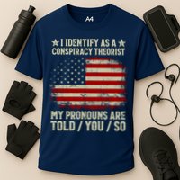 I Identify As A Conspiracy Theorist Pronouns Are Told You So Performance Shirt