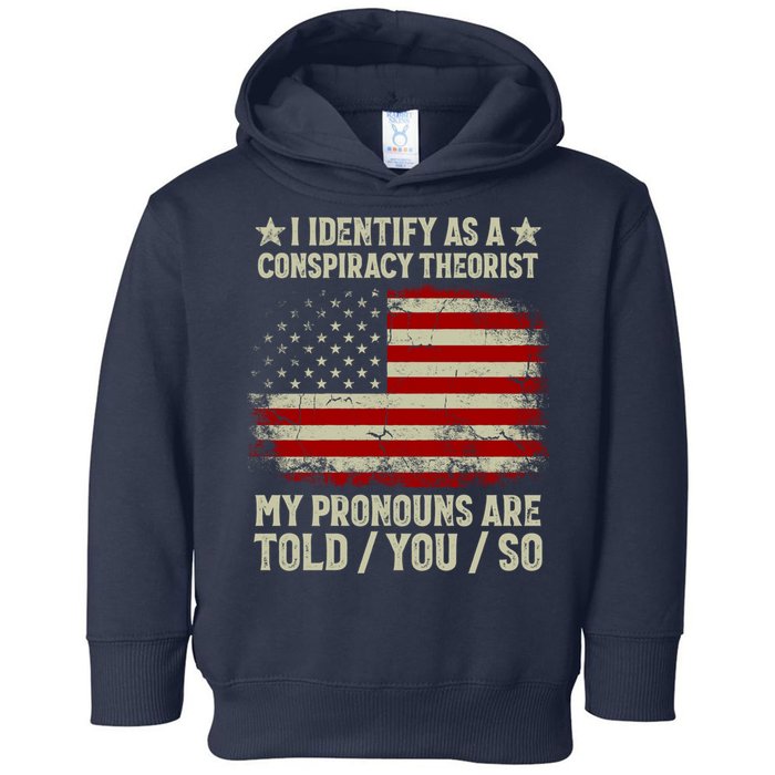 I Identify As A Conspiracy Theorist Pronouns Are Told You So Toddler Hoodie