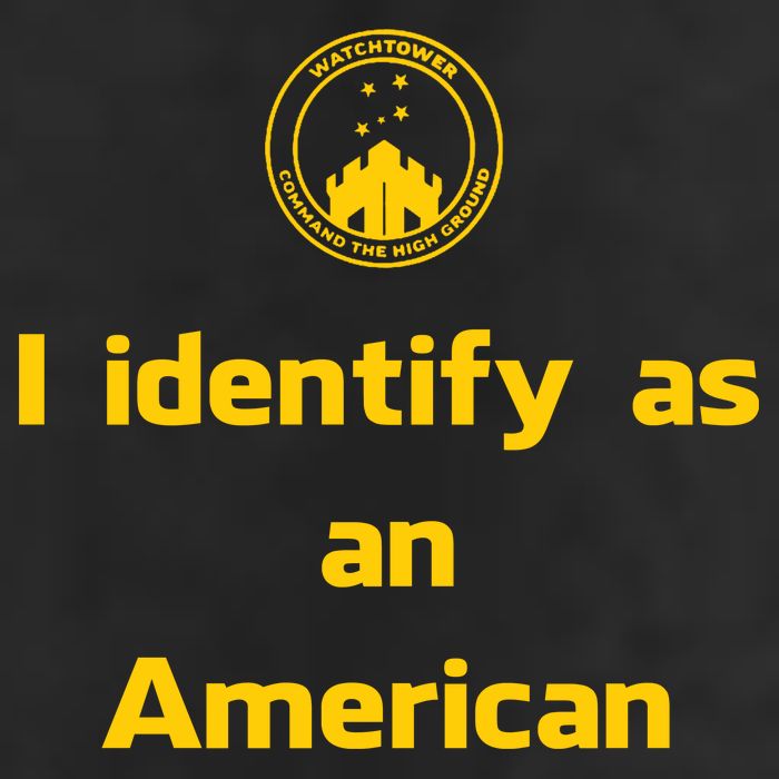 I Identify As An American Watchtower Command The High Ground Trucker Hat
