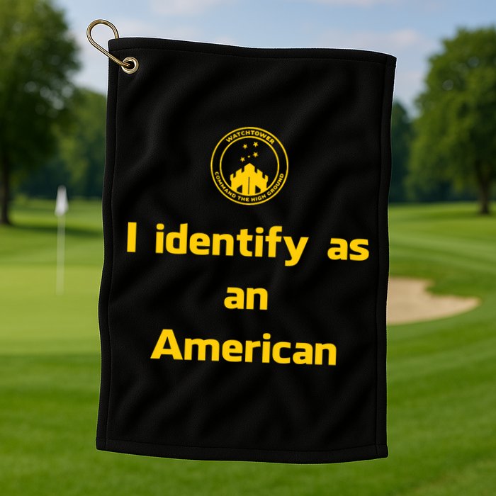 I Identify As An American Watchtower Command The High Ground Golf Towel