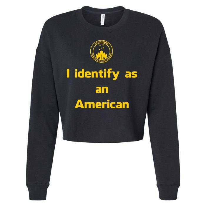 I Identify As An American Watchtower Command The High Ground Cropped Pullover Crew
