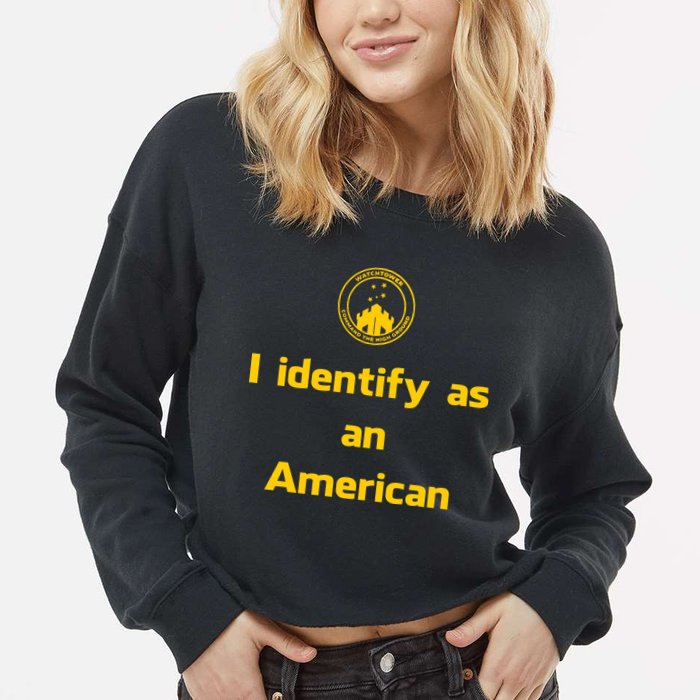 I Identify As An American Watchtower Command The High Ground Cropped Pullover Crew