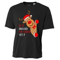 Is It Around The Corner Yet Christmas Funny Reindeer Lover Cooling Performance Crew T-Shirt