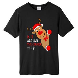 Is It Around The Corner Yet Christmas Funny Reindeer Lover Tall Fusion ChromaSoft Performance T-Shirt