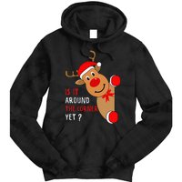 Is It Around The Corner Yet Christmas Funny Reindeer Lover Tie Dye Hoodie