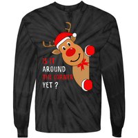 Is It Around The Corner Yet Christmas Funny Reindeer Lover Tie-Dye Long Sleeve Shirt