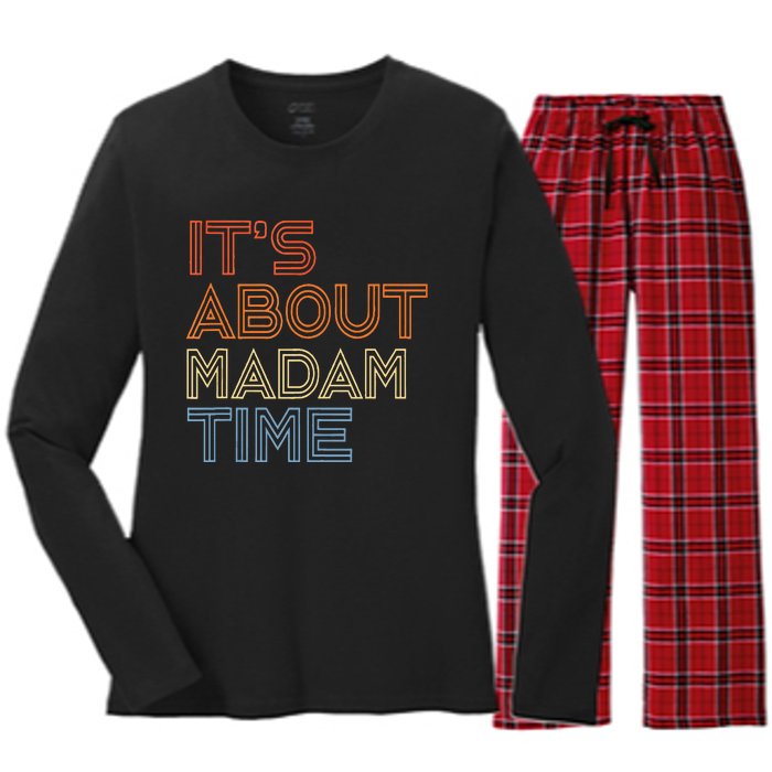 ItS Is About Madam Time Women's Long Sleeve Flannel Pajama Set 