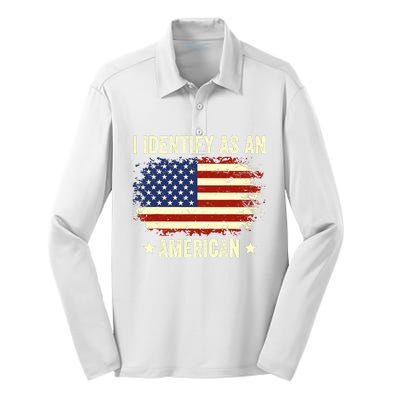 I Identify As An American Proud American Silk Touch Performance Long Sleeve Polo