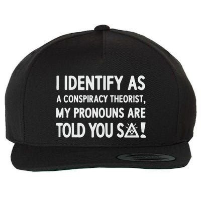 I Identify As A Conspiracy Theorist My Pronouns Are Told You So Wool Snapback Cap