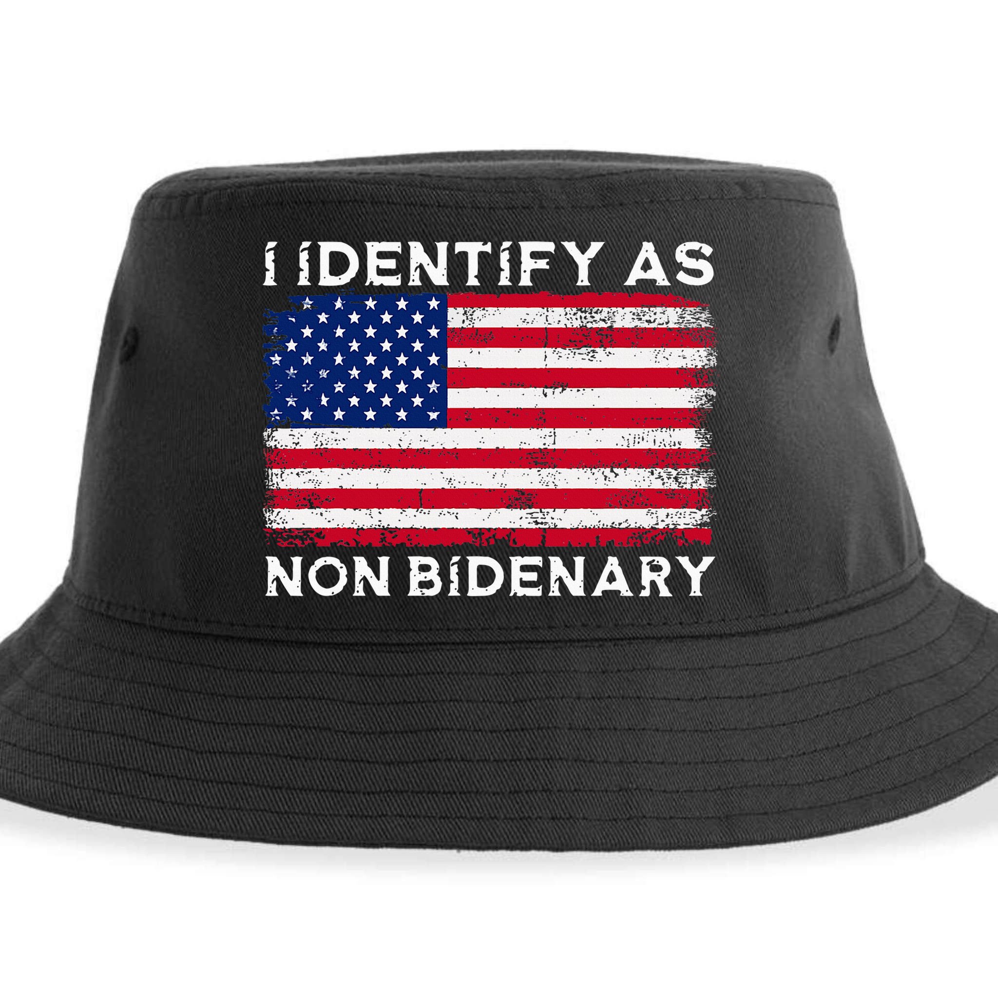 I Identify As Non Bidenary Patriot American Flag 4th Of July Sustainable Bucket Hat
