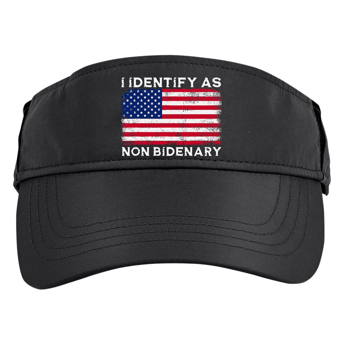 I Identify As Non Bidenary Patriot American Flag 4th Of July Adult Drive Performance Visor