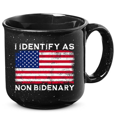 I Identify As Non Bidenary Patriot American Flag 4th Of July 15oz Campfire Ceramic Mug