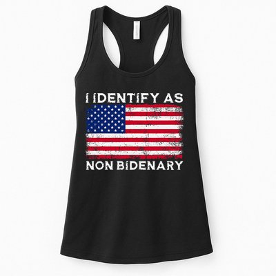 I Identify As Non Bidenary Patriot American Flag 4th Of July Womens Tank Top