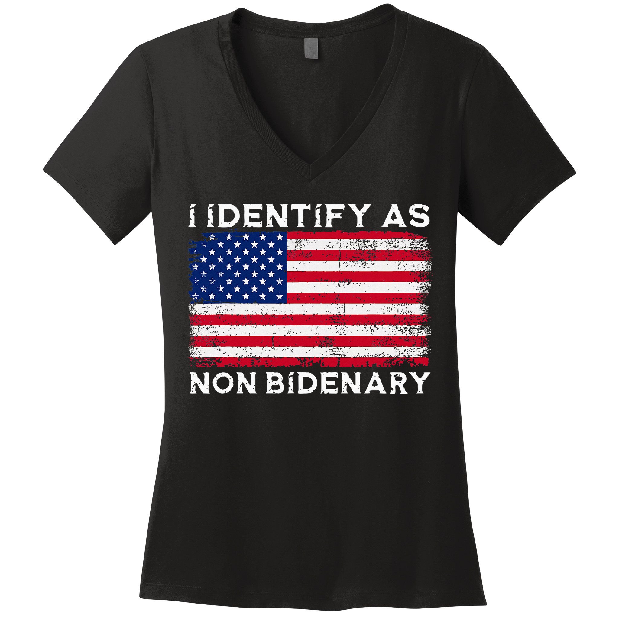 I Identify As Non Bidenary Patriot American Flag 4th Of July Women's V-Neck T-Shirt
