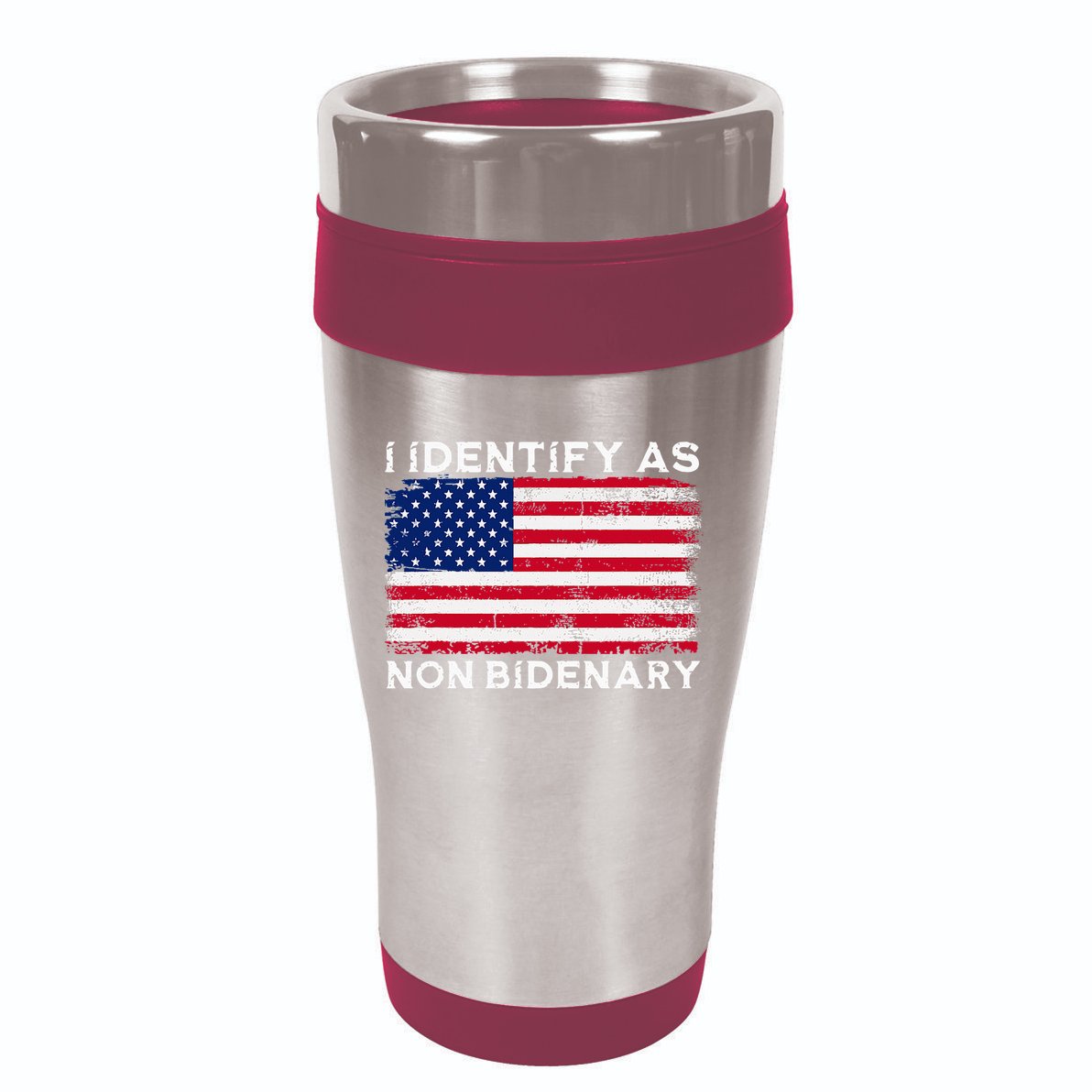 I Identify As Non Bidenary Patriot American Flag 4th Of July 16oz Travel Tumbler