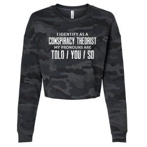 I Identify As A Conspiracy Theorist Pronouns Are Told You So Cropped Pullover Crew