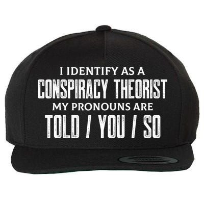 I Identify As A Conspiracy Theorist Pronouns Are Told You So Wool Snapback Cap