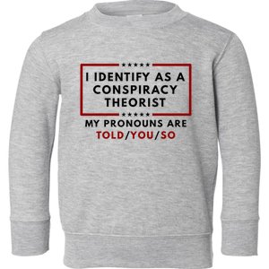 I Identify As A Conspiracy Theorist My Pronouns Are Told Toddler Sweatshirt