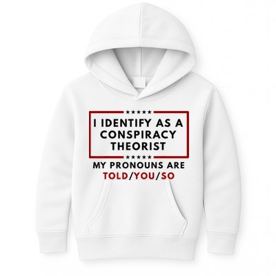 I Identify As A Conspiracy Theorist My Pronouns Are Told Kids Hoodie