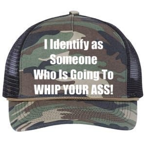 I Identify As Someone Who Is Going To WHIP YOUR ASS Retro Rope Trucker Hat Cap