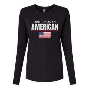 I Identify as an American No Identity Politics USA Flag Womens Cotton Relaxed Long Sleeve T-Shirt