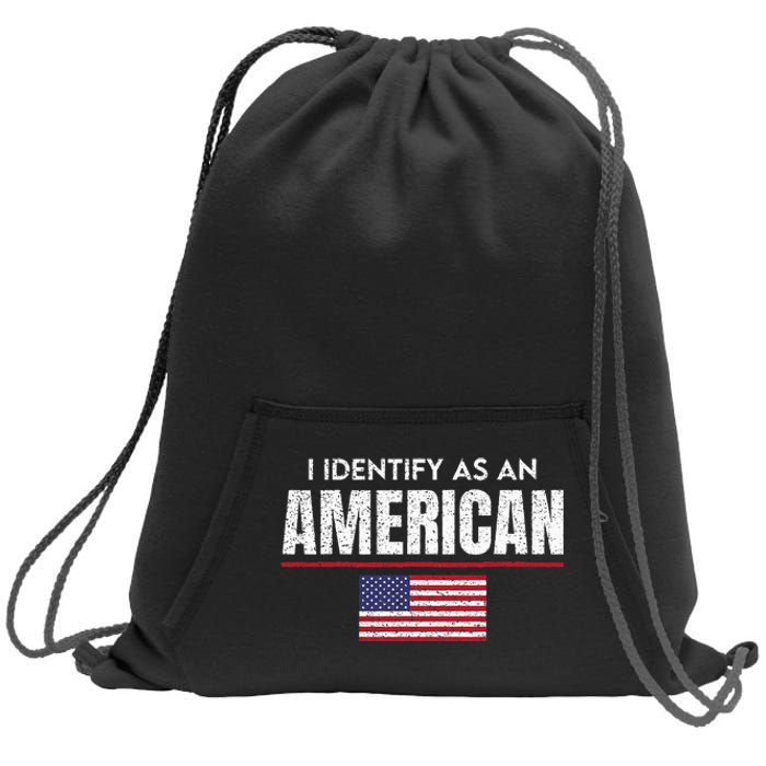 I Identify as an American No Identity Politics USA Flag Sweatshirt Cinch Pack Bag