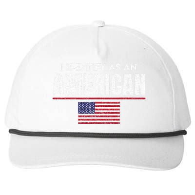 I Identify as an American No Identity Politics USA Flag Snapback Five-Panel Rope Hat