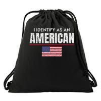 I Identify as an American No Identity Politics USA Flag Drawstring Bag