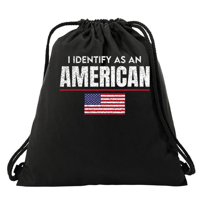 I Identify as an American No Identity Politics USA Flag Drawstring Bag