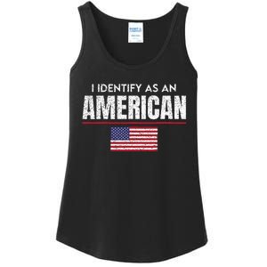 I Identify as an American No Identity Politics USA Flag Ladies Essential Tank