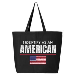 I Identify as an American No Identity Politics USA Flag 25L Jumbo Tote