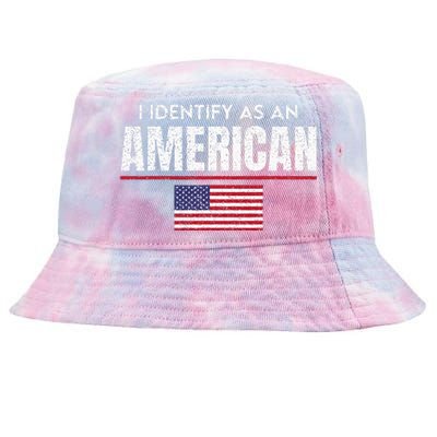 I Identify as an American No Identity Politics USA Flag Tie-Dyed Bucket Hat