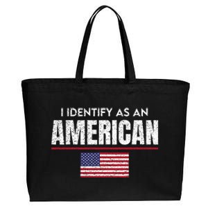 I Identify as an American No Identity Politics USA Flag Cotton Canvas Jumbo Tote