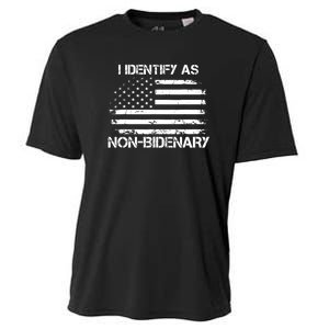 I Identify As Non Bidenary American Flag Cooling Performance Crew T-Shirt