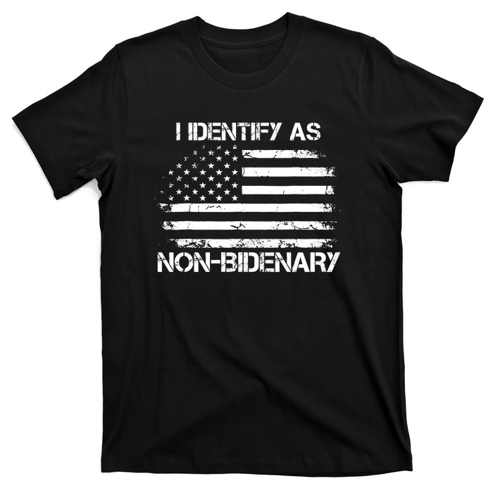 I Identify As Non Bidenary American Flag T-Shirt