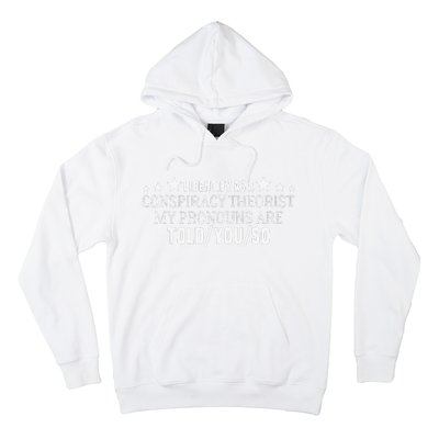 I identify as a conspiracy theorist pronouns are Told You so  Hoodie