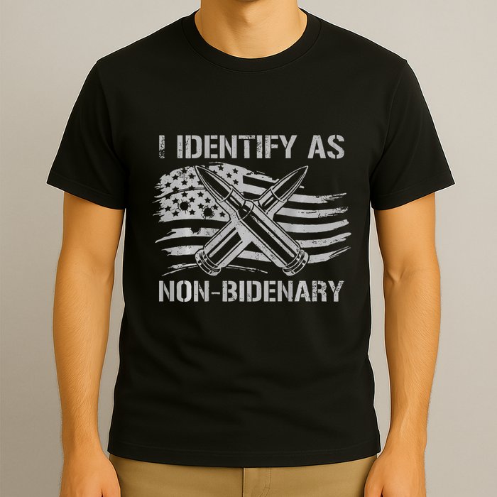 I Identify As N.O.N.B.I.D.E.N.A.R.Y American Flag T-Shirt
