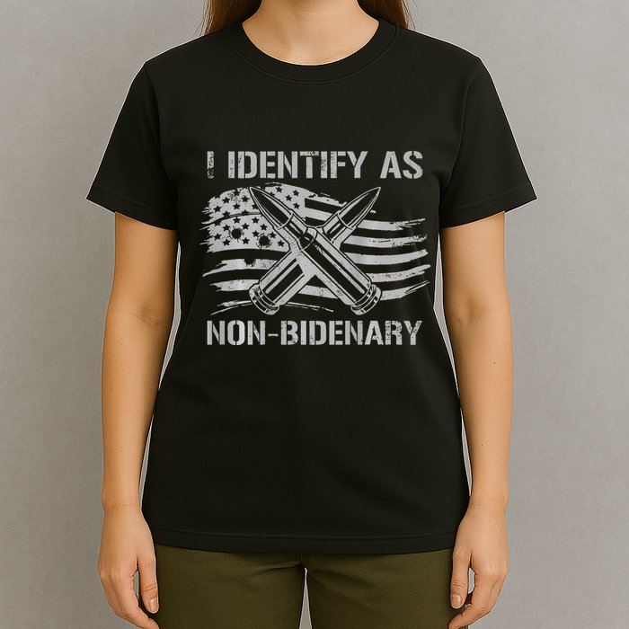I Identify As N.O.N.B.I.D.E.N.A.R.Y American Flag T-Shirt