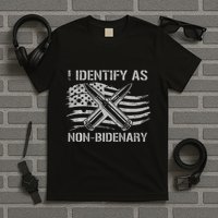 I Identify As N.O.N.B.I.D.E.N.A.R.Y American Flag T-Shirt