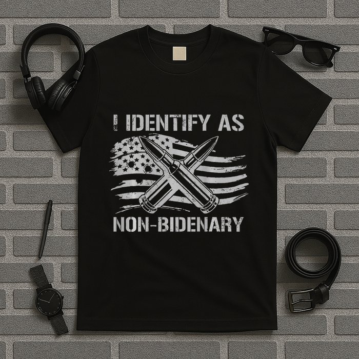 I Identify As N.O.N.B.I.D.E.N.A.R.Y American Flag T-Shirt