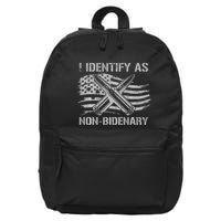 I Identify As N.O.N.B.I.D.E.N.A.R.Y American Flag 16 in Basic Backpack