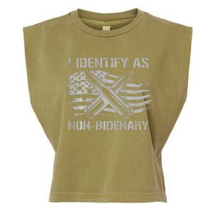 I Identify As N.O.N.B.I.D.E.N.A.R.Y American Flag Garment-Dyed Women's Muscle Tee