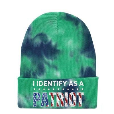 I Identify As A Patriot American Flag Patriotism Patriotic Tie Dye 12in Knit Beanie