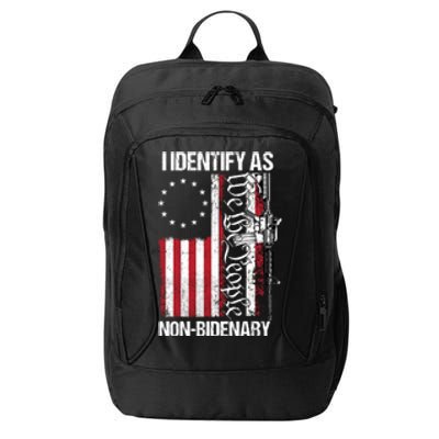 I Identify As Non Bidenary Anti Biden Vintage Old US Flag City Backpack