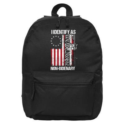 I Identify As Non Bidenary Anti Biden Vintage Old US Flag 16 in Basic Backpack