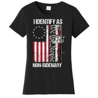 I Identify As Non Bidenary Anti Biden Vintage Old US Flag Women's T-Shirt