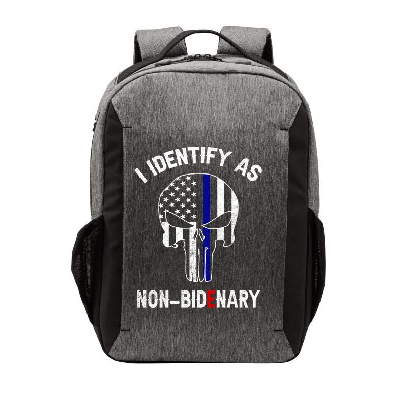 I Identify As Non Bidenary Skull Line Blue, Funny Anti Biden Vector Backpack