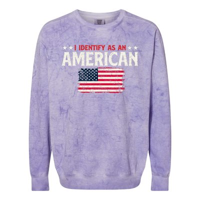 I Identify As An American - USA Flag 4th of July Fourth Colorblast Crewneck Sweatshirt